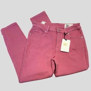 COSMIC BLUE LOVE Pink Flamingo Denim Jeans Stretch Skinny Split Cuffs Size 27